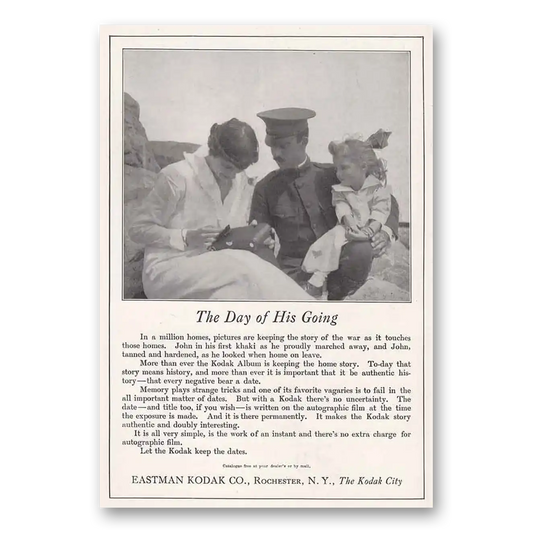 1918 Kodak Album Day of His Going Vintage Magazine Print Ad