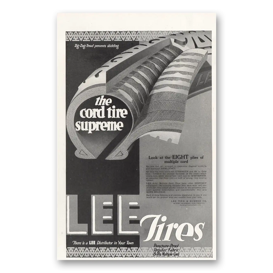 1918 Lee Tires Cord Tire Supreme Vintage Magazine Print Ad