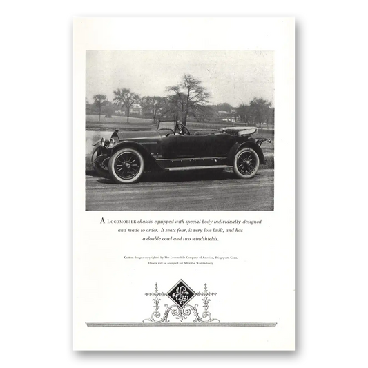 1918 Locomobile Equipped With Special Body Vintage Magazine Print Ad