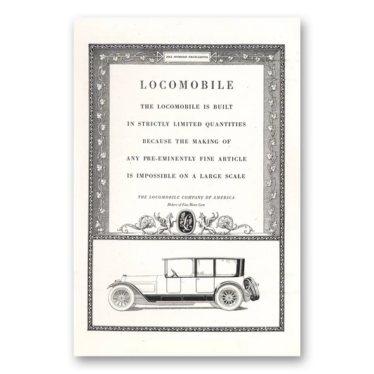 1918 Locomobile Strictly Limited Quantities Vintage Magazine Print Ad