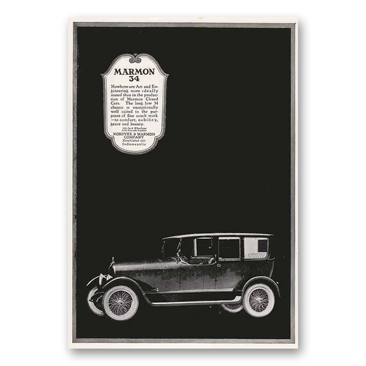 1918 Marmon 34 Nordyke Art and Engineering Vintage Magazine Print Ad