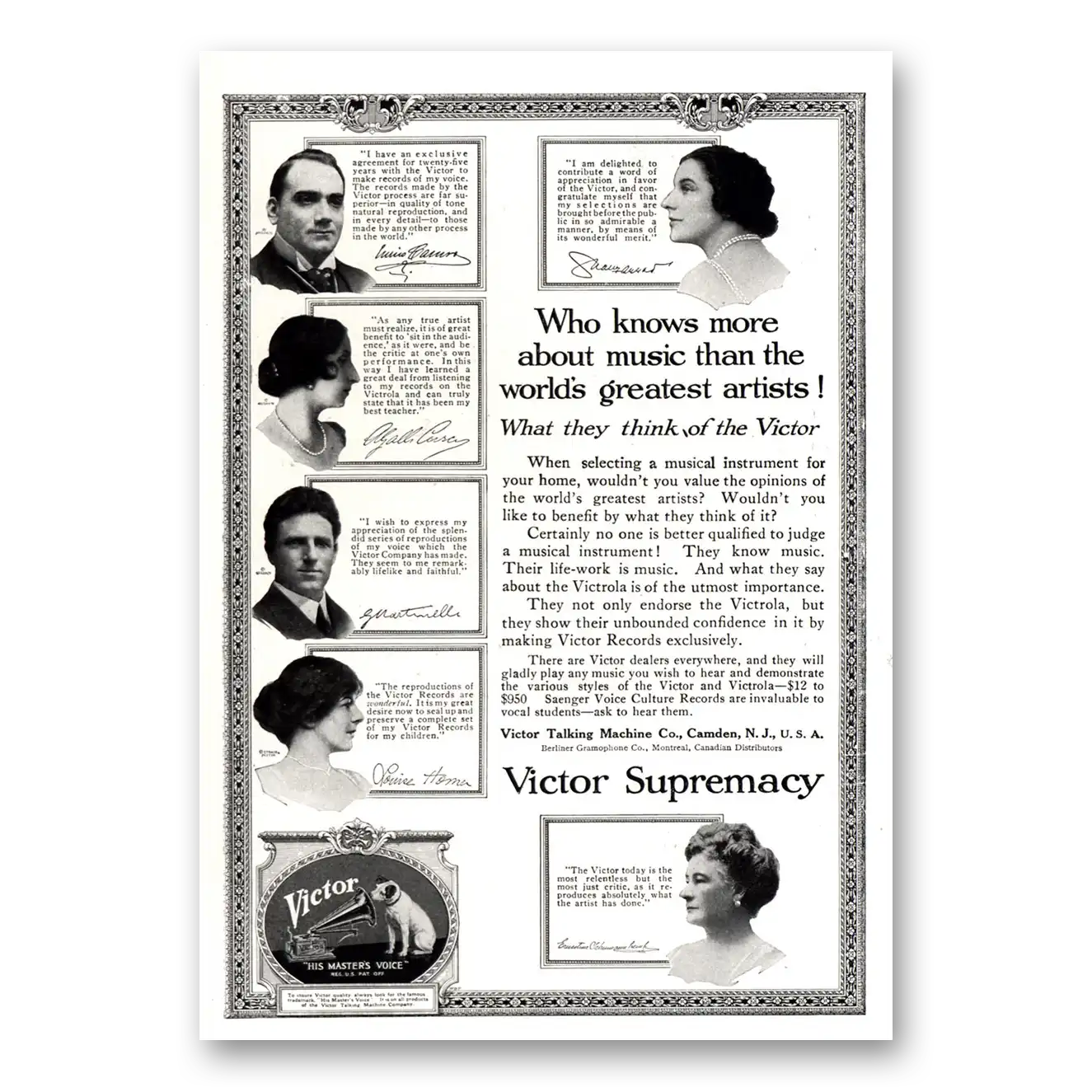 1918 Victor Records Who Knows More About Music Vintage Magazine Print Ad