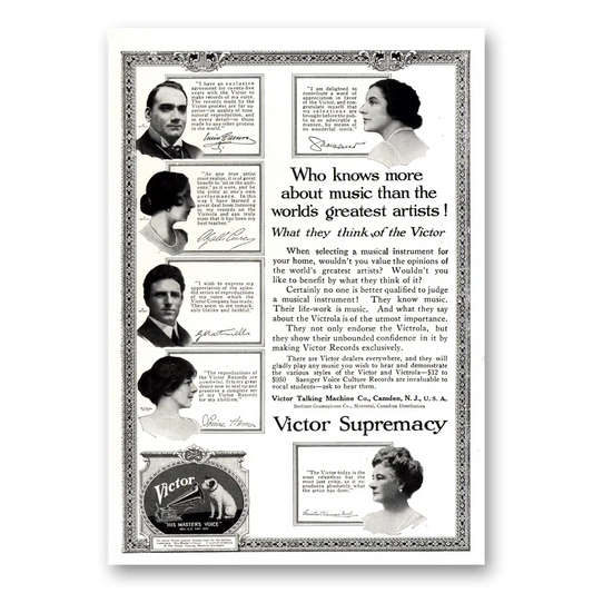 1918 Victor Records Who Knows More About Music Vintage Magazine Print Ad