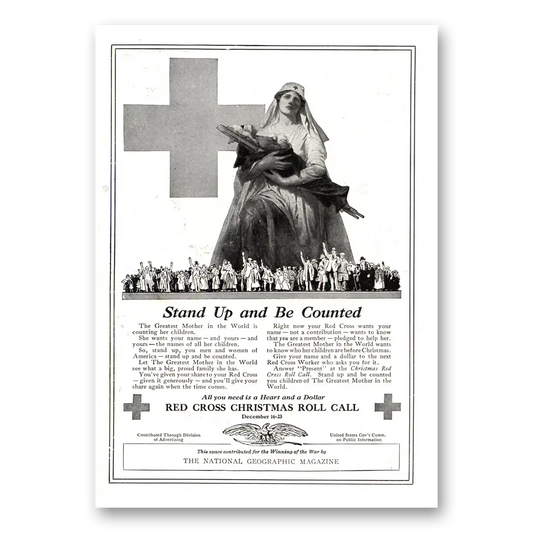 1918 Red Cross Stand Up and Be Counted Christmas Vintage Magazine Print Ad