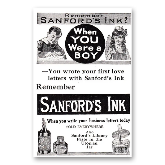 1918 Sanfords Ink When You Were a Boy Love Letter Vintage Magazine Print Ad