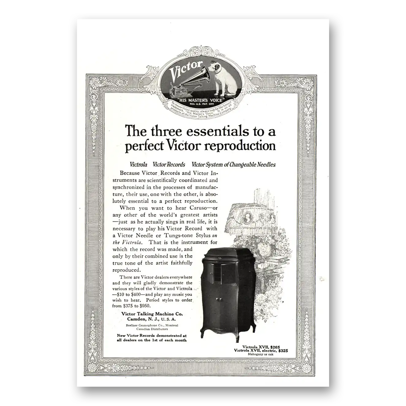 1918 Victrola Three Essentials Changeable Needles Vintage Magazine Print Ad