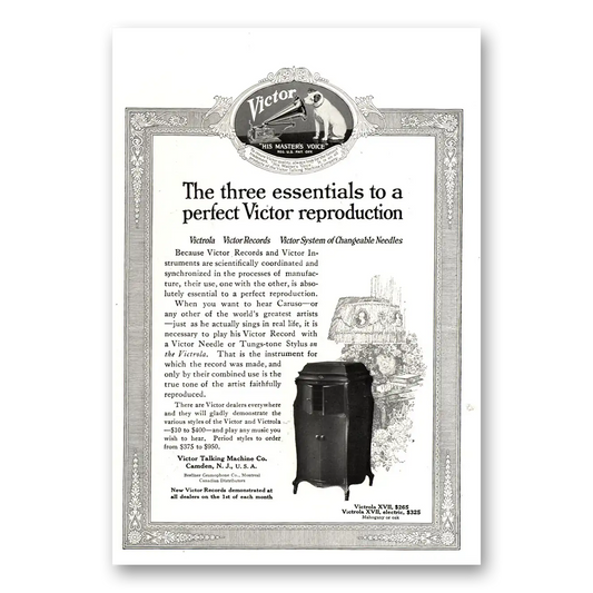 1918 Victrola Three Essentials Changeable Needles Vintage Magazine Print Ad