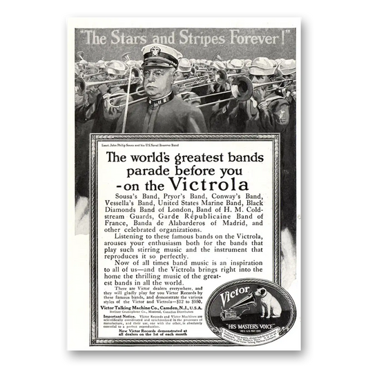 1918 Victrola Worlds Greatest Bands Parade Vintage Magazine Print Ad