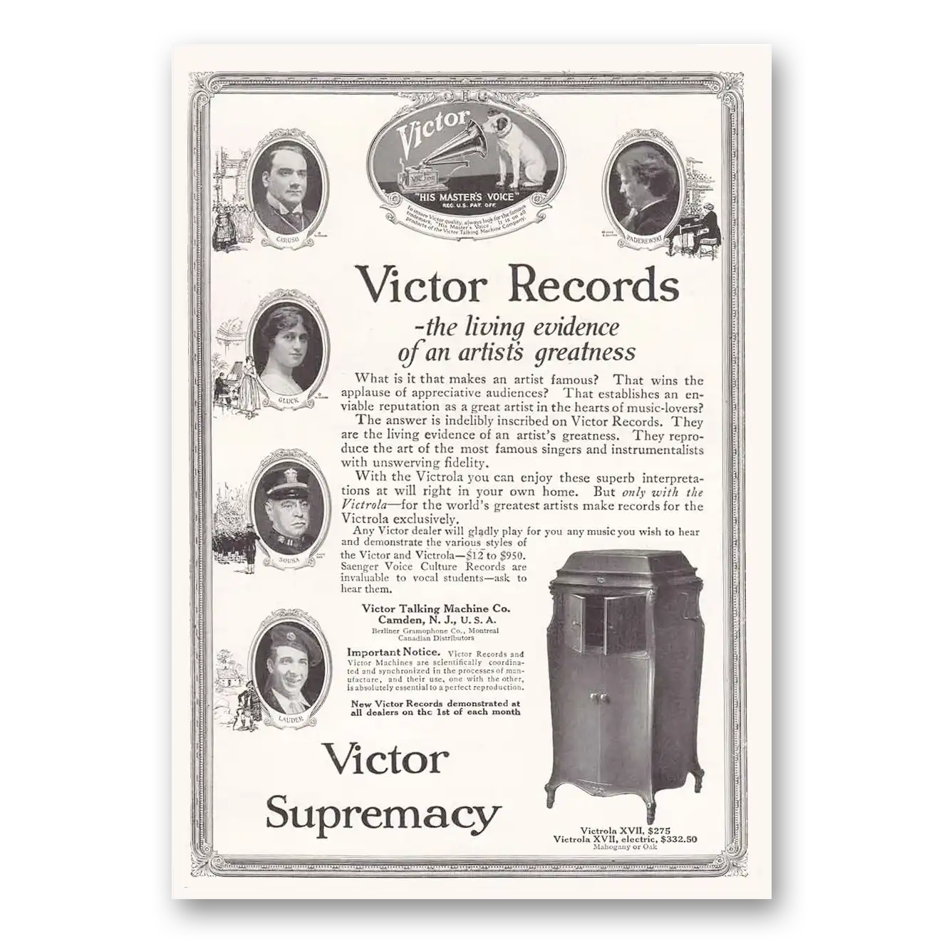 1918 Victrola Victrola XVII Living Evidence Vintage Magazine Print Ad