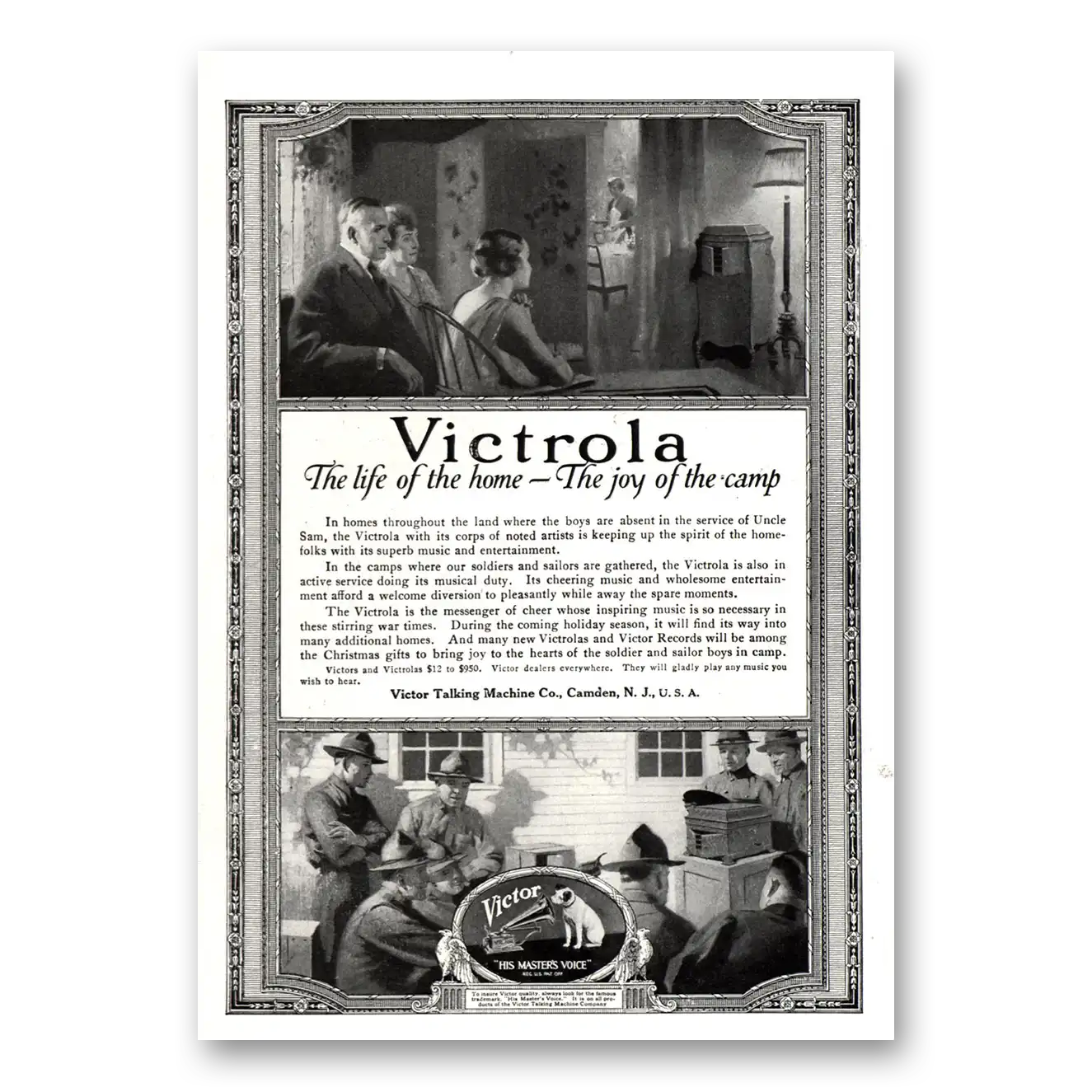 1918 Victrola Life of Home Joy Of Camp Vintage Magazine Print Ad