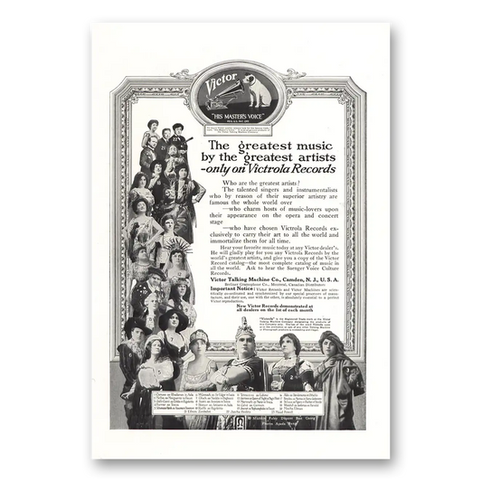 1918 Victor Records Greatest Music by the Greatest Artists Vintage Magazine Print Ad