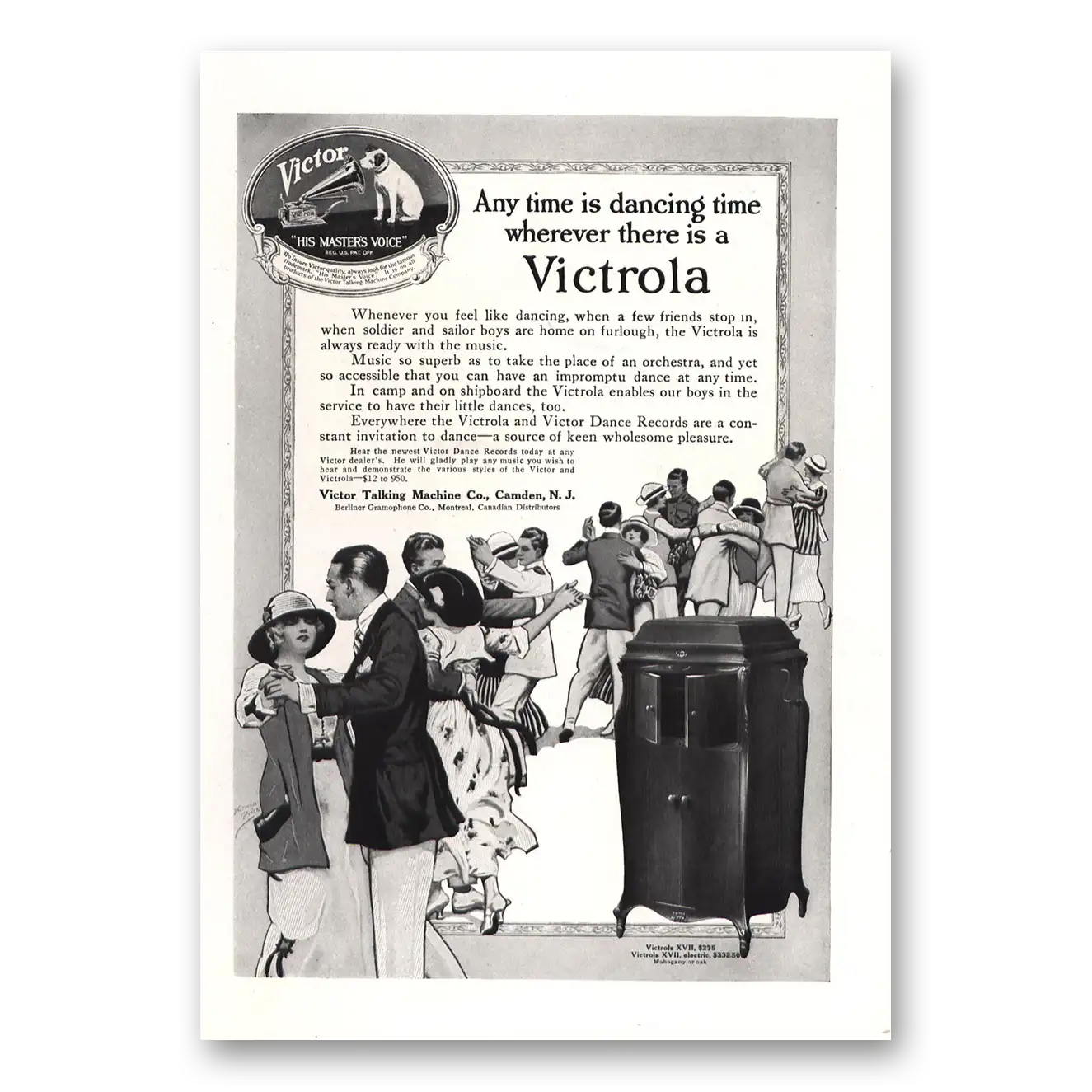 1918 Victrola Any Time is Dancing Time Vintage Magazine Print Ad