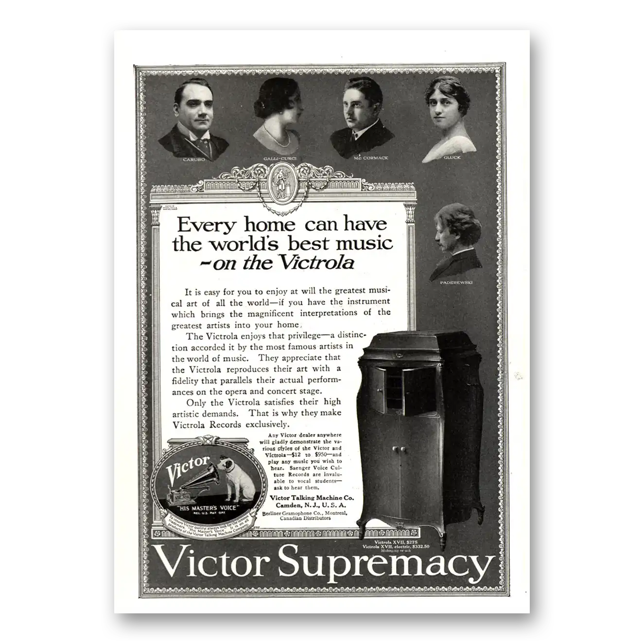 1918 Victrola Every Home Can Have Worlds Best Music Vintage Magazine Print Ad