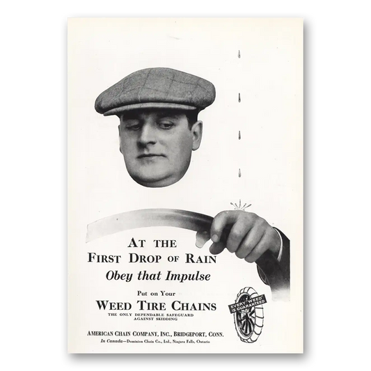 1919 American Chain Company At The First Drop of Rain Vintage Magazine Print Ad