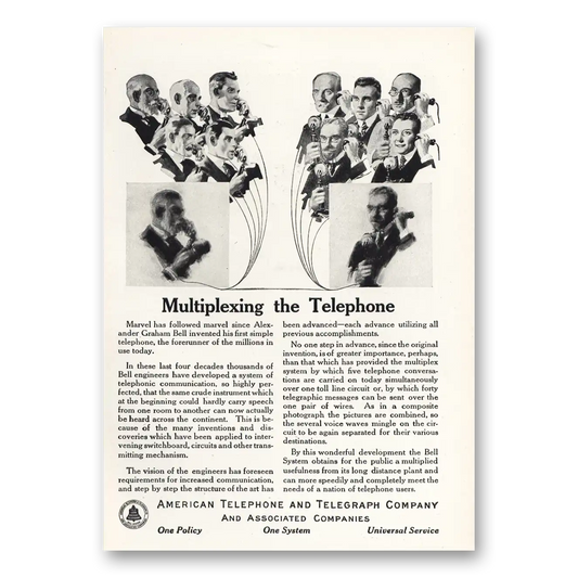 1919 American Telephone Multiplexing the Telephone Vintage Magazine Print Ad