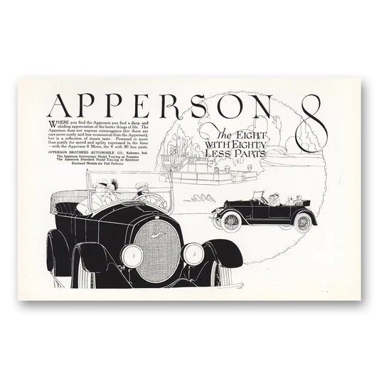 1919 Apperson Automobile The Eight With Eighty Less Parts Vintage Magazine Print Ad