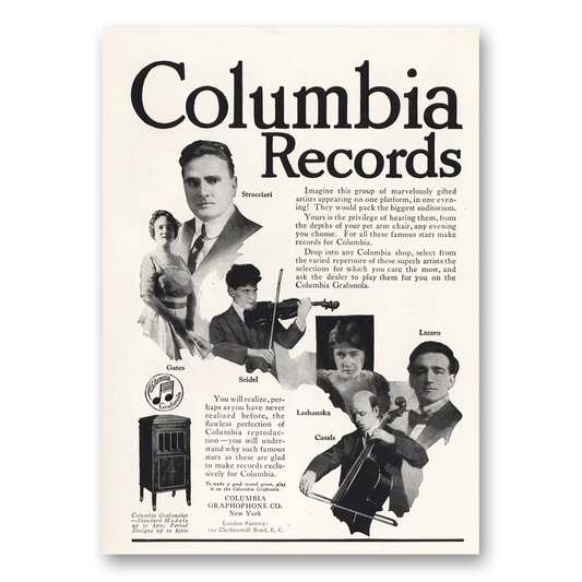 1919 Columbia Records Marvelously Gifted Artists Vintage Magazine Print Ad