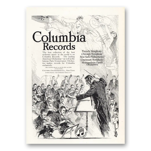 1919 Columbia Records French Symphony Chicago Symphony Vintage Magazine Print Ad