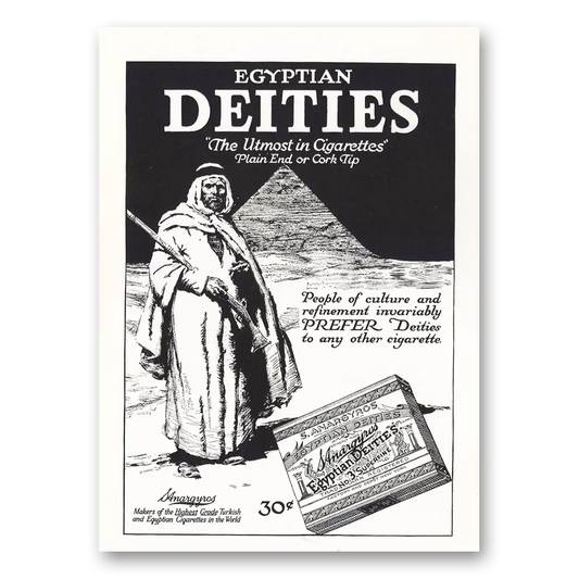 1919 Egyptian Deities Cigarettes Utmost In Cigarettes Vintage Magazine Print Ad