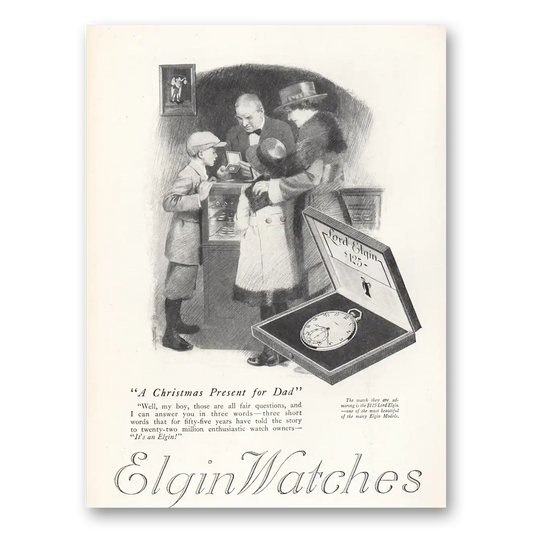 1919 Elgin Watch Christmas Present for Dad Vintage Magazine Print Ad