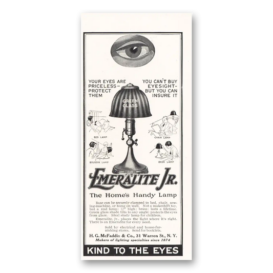 1919 Emeralite Kind To the Eyes Vintage Magazine Print Ad