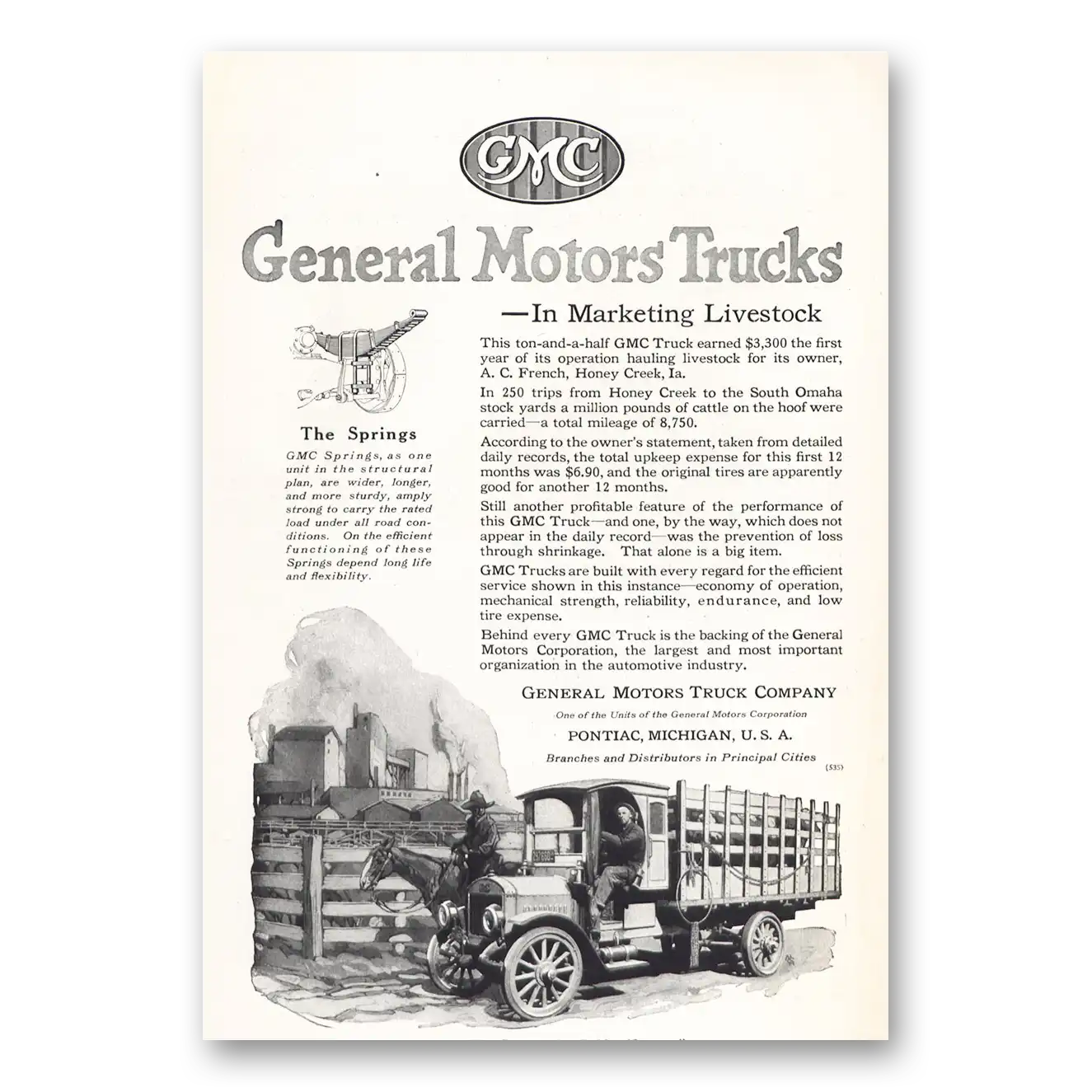 1919 GMC Trucks Marketing Livestock Vintage Magazine Print Ad