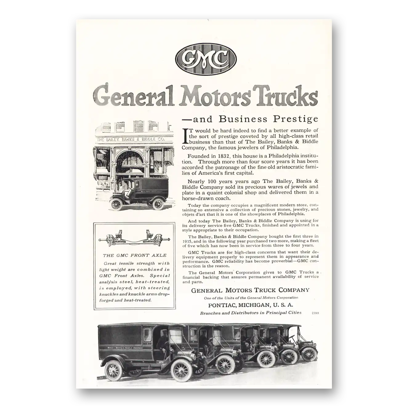 1919 GMC Trucks Bailey Banks Biddle Vintage Magazine Print Ad