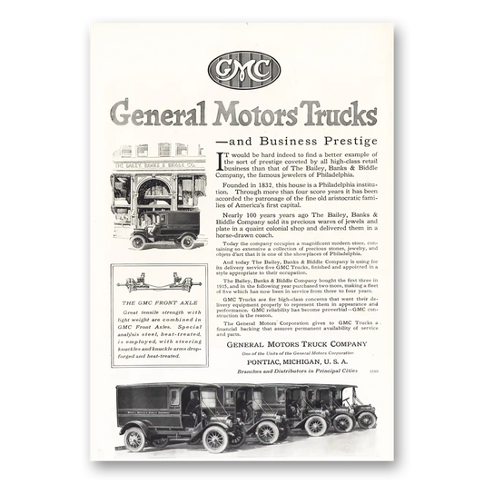 1919 GMC Trucks Bailey Banks Biddle Vintage Magazine Print Ad