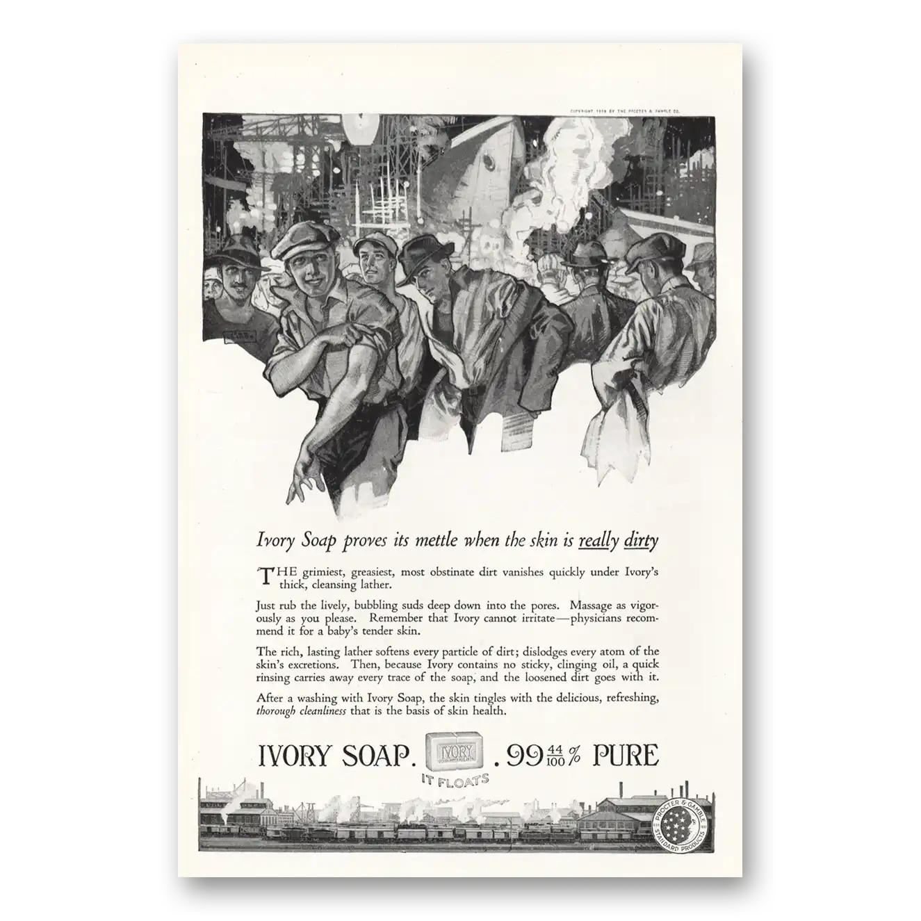 1919 Ivory Soap Proves Its Mettle When Skin Is Really Dirty Vintage Magazine Print Ad