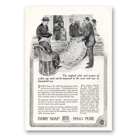 1919 Ivory Soap Original Color and Texture Fine Rug Vintage Magazine Print Ad