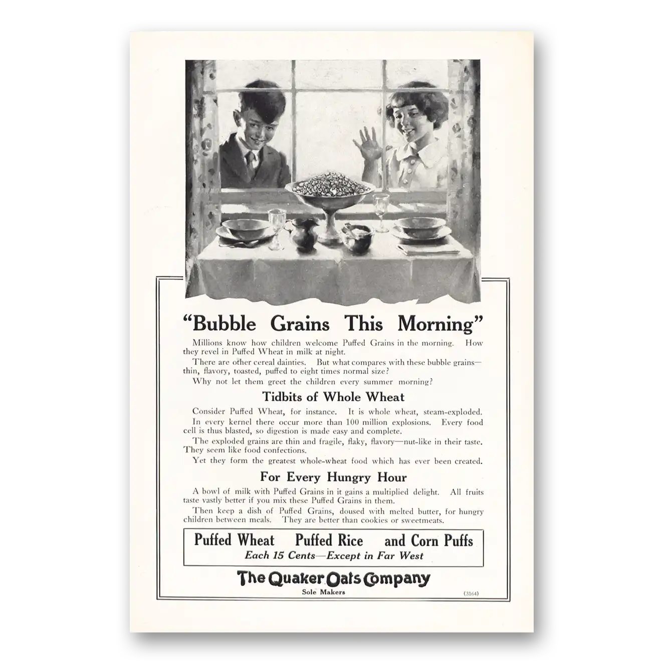 1919 Quaker Oats Bubble Grains This Morning Vintage Magazine Print Ad