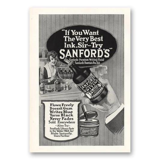 1919 Sanfords Ink You Want the Very Best Ink Sir Vintage Magazine Print Ad