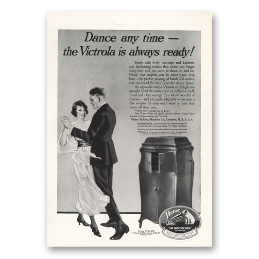 1919 Victrola Dance Any Time Victrola Is Always Ready Vintage Magazine Print Ad