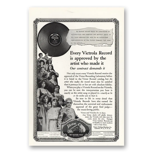 1919 Victor Records Approved By the Artist Vintage Magazine Print Ad