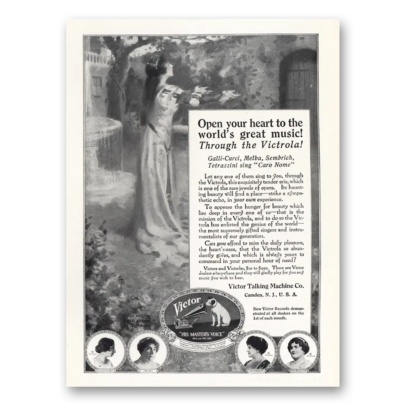 1919 Victrola Open Your Heart Worlds Great Music Vintage Magazine Print Ad