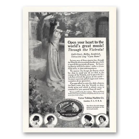 1919 Victrola Open Your Heart Worlds Great Music Vintage Magazine Print Ad