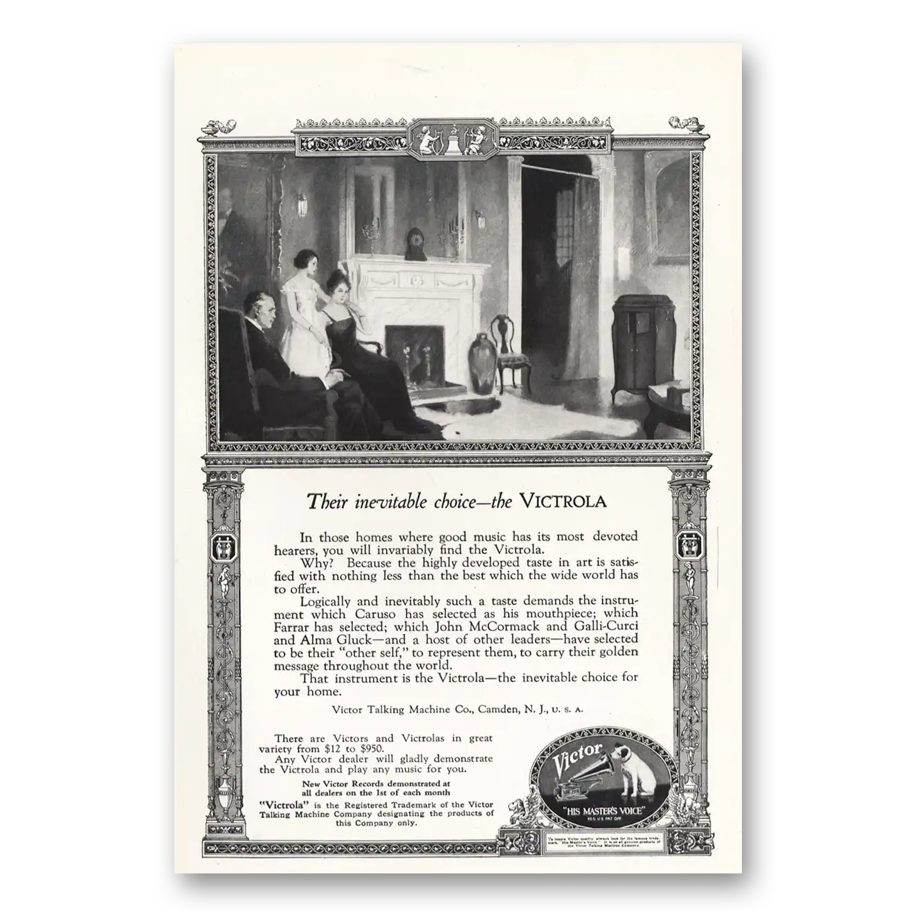 1919 Victrola Their Inevitable Choice Vintage Magazine Print Ad