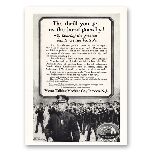 1919 Victrola Thrill You Get as the Band Goes By Vintage Magazine Print Ad