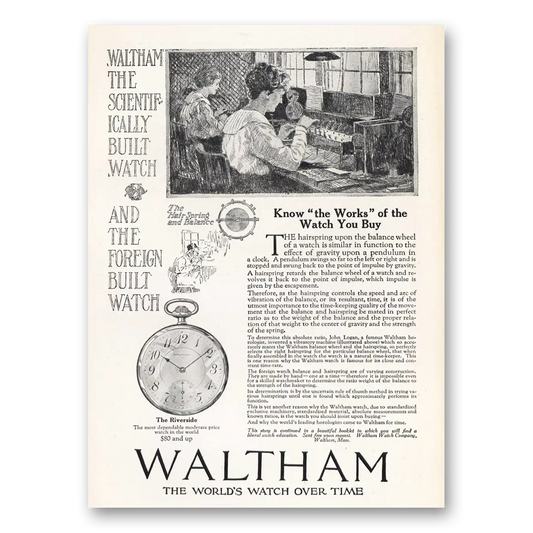 1919 Waltham Watch Hairspring Upon the Balance Wheel Vintage Magazine Print Ad