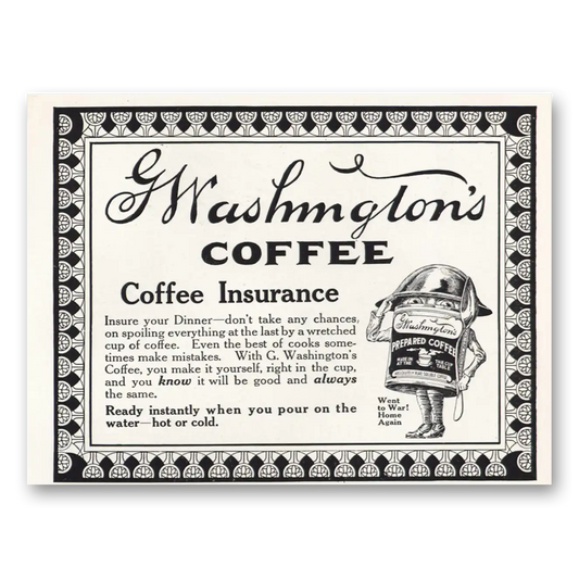 1919 Washington Coffee Coffee Insurance Vintage Magazine Print Ad