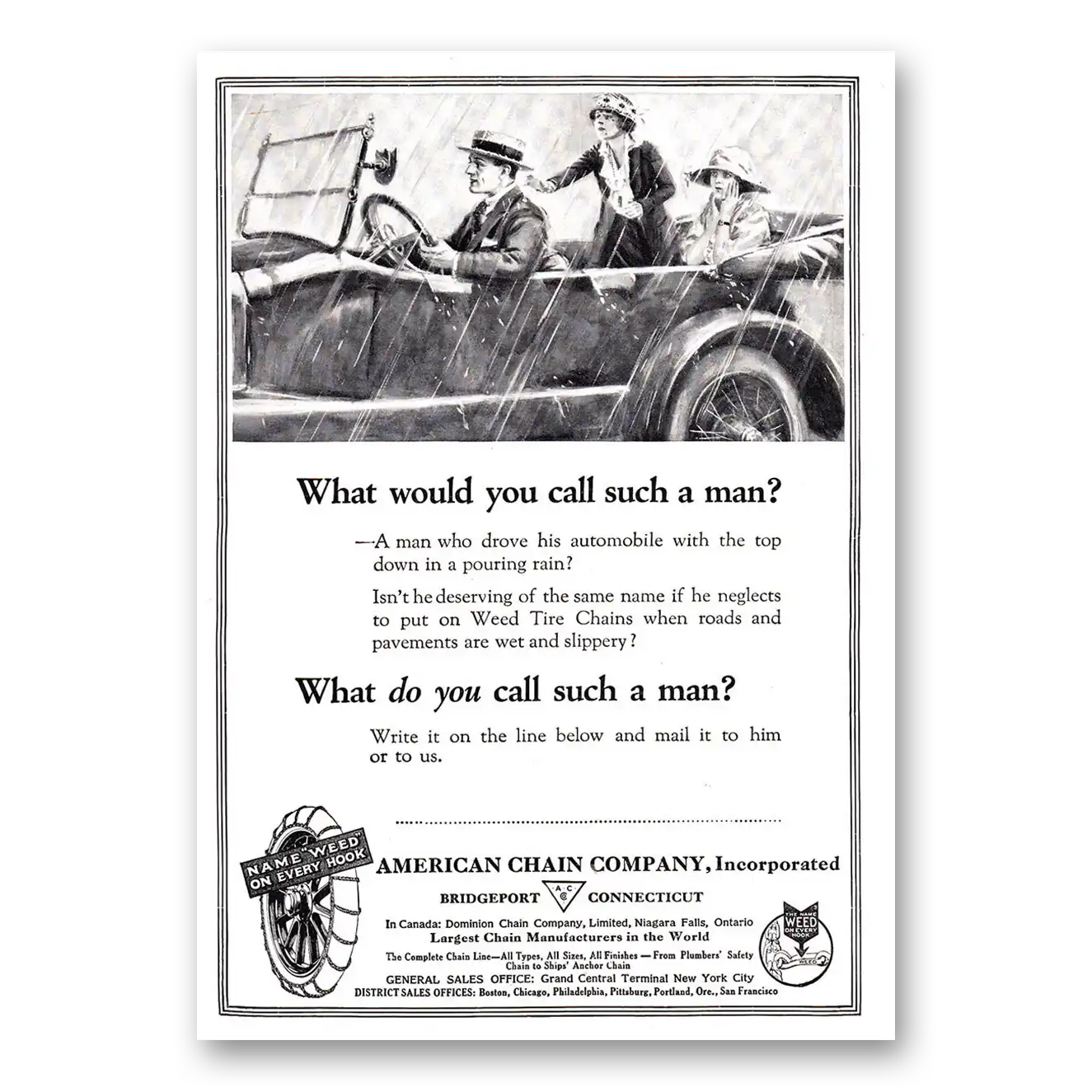 1920 American Chain Company What Would You Call Such a Man Vintage Magazine Print Ad