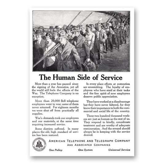 1920 American Telephone Human Side of Service Vintage Magazine Print Ad