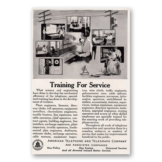 1920 American Telephone Training for Service Vintage Magazine Print Ad