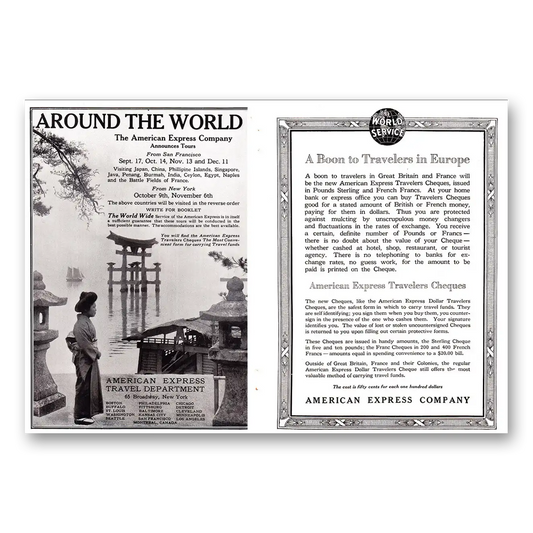 1920 American Express Boon to Travelers in Europe Vintage Magazine Print Ad