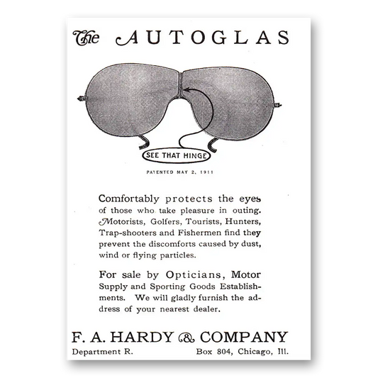 1920 Autoglas Comfortably Protects the Eyes Vintage Magazine Print Ad