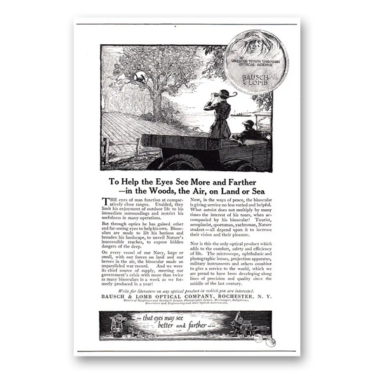 1920 Bausch & Lomb Help the Eyes See More Vintage Magazine Print Ad