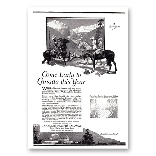 1920 Canadian Pacific Come Early to Canada This Year Vintage Magazine Print Ad