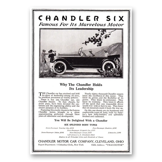 1920 Chandler Six Holds Its Leadership Vintage Magazine Print Ad