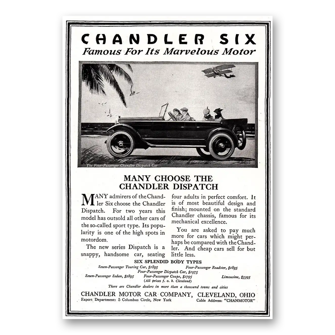 1920 Chandler Six Many Choose the Chandler Dispatch Vintage Magazine Print Ad