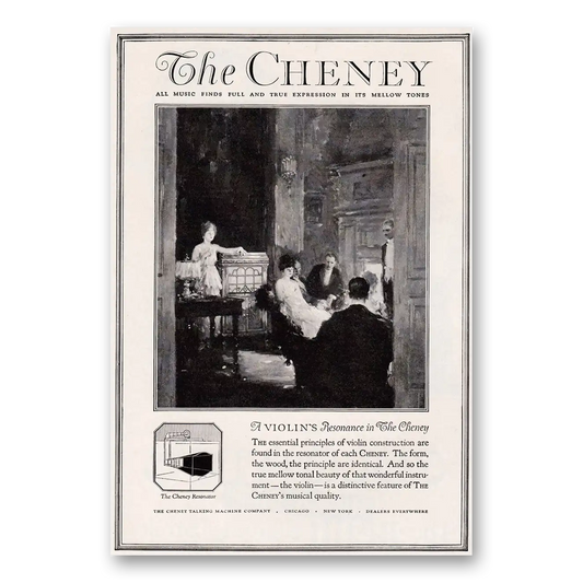 1920 Cheney Talking Machine Violins Resonance in The Cheney Vintage Magazine Print Ad